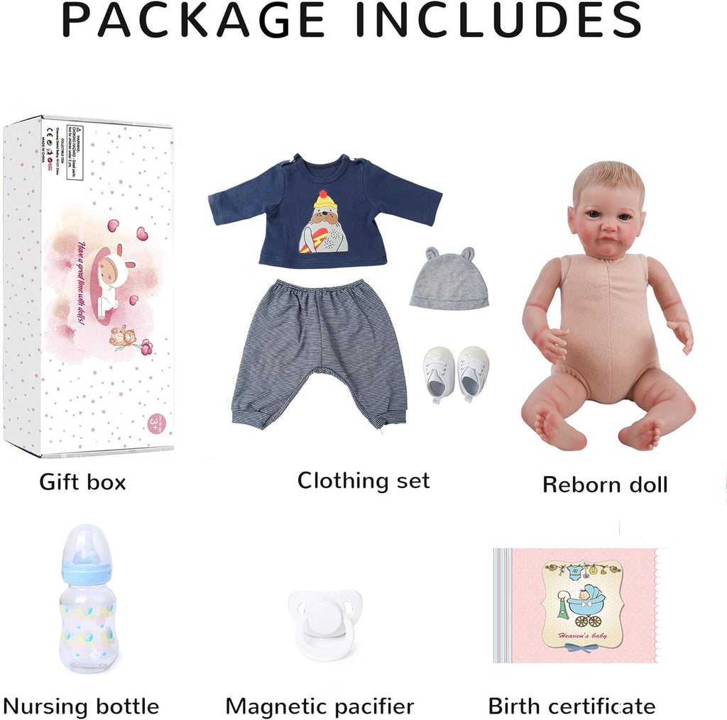 19 Inch Lifelike Reborn Baby Dolls with Soft Cloth Body O161