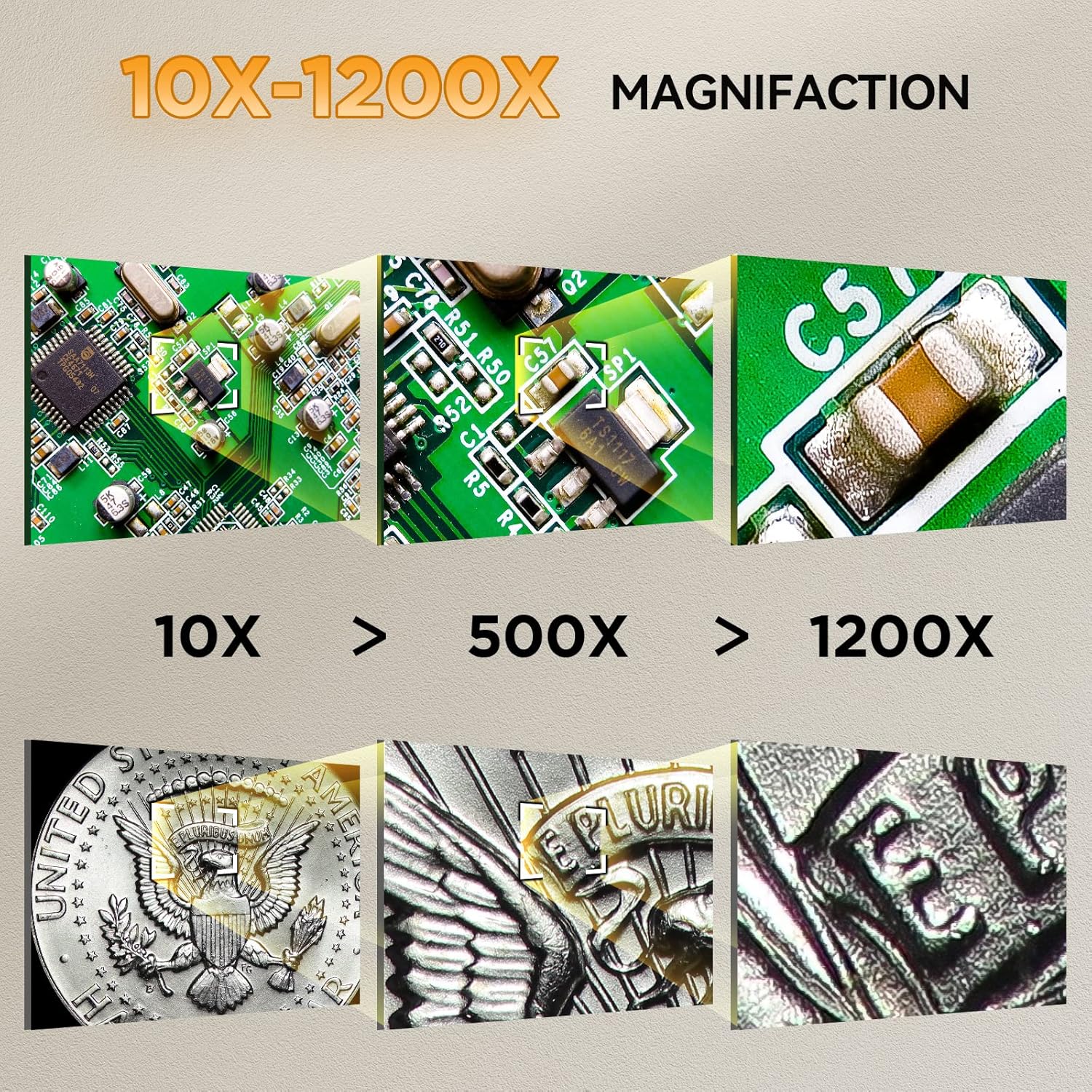 7" HDMI Digital Microscope, 1200X, 1080P, 16MP, IPS Screen, 10 LED Lights I56013