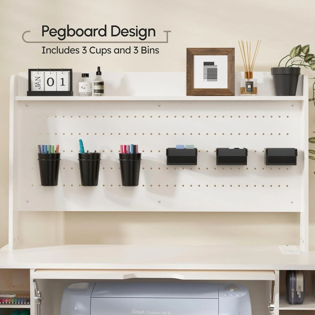 Craft Cabinet with Pegboard and Vinyl Roll Holders M4520