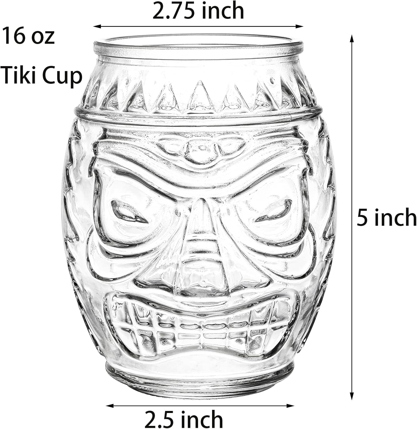 16 Oz Clear Tiki Glasses Cups K792801