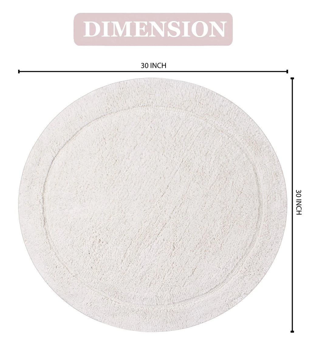 100% Cotton Tufted Bath Rug, 30" Round, Ivory C6192