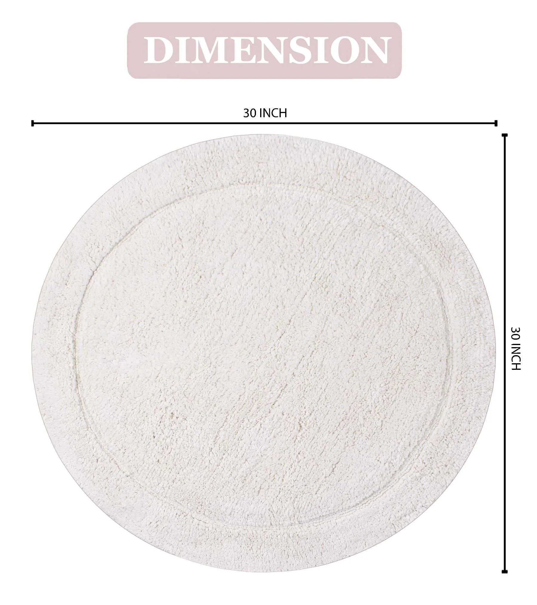 100% Cotton Tufted Bath Rug, 30" Round, Ivory C6192