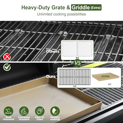 6-Burner Propane Gas Grill and Griddle with Double Stainless Steel Lids O6501