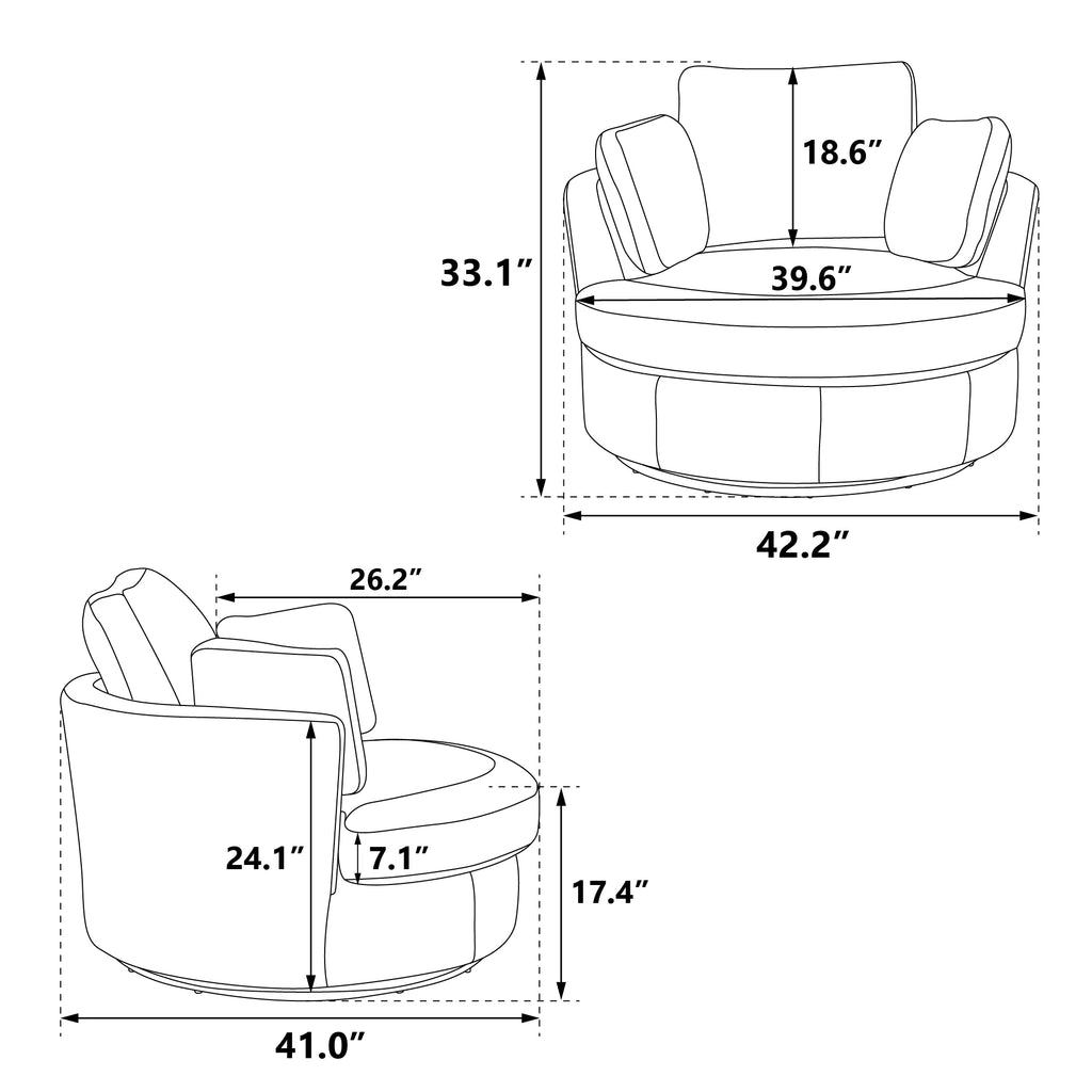 Ivory Boucle Oversized Swivel Accent Barrel Chair R36950