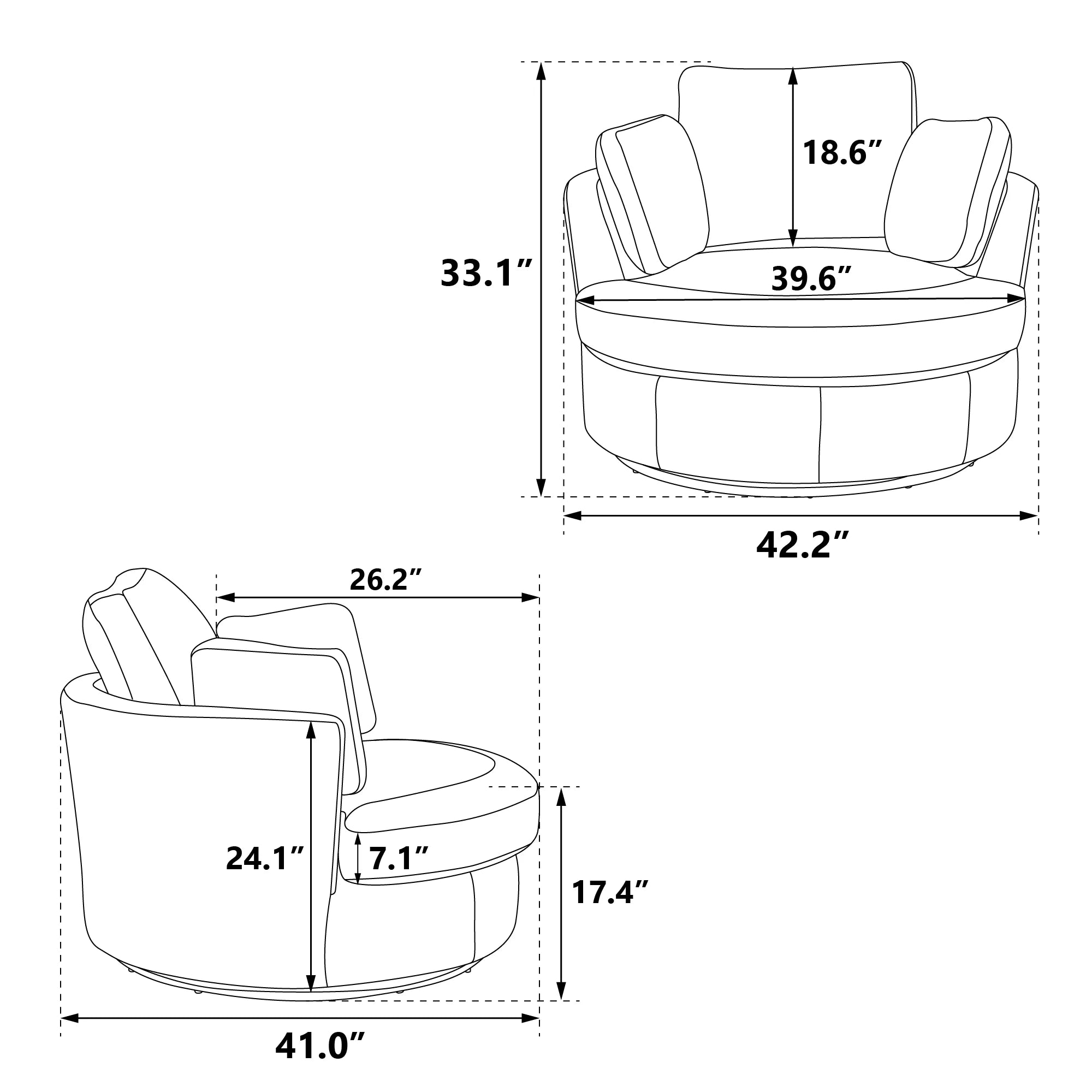 Ivory Boucle Oversized Swivel Accent Barrel Chair R36950