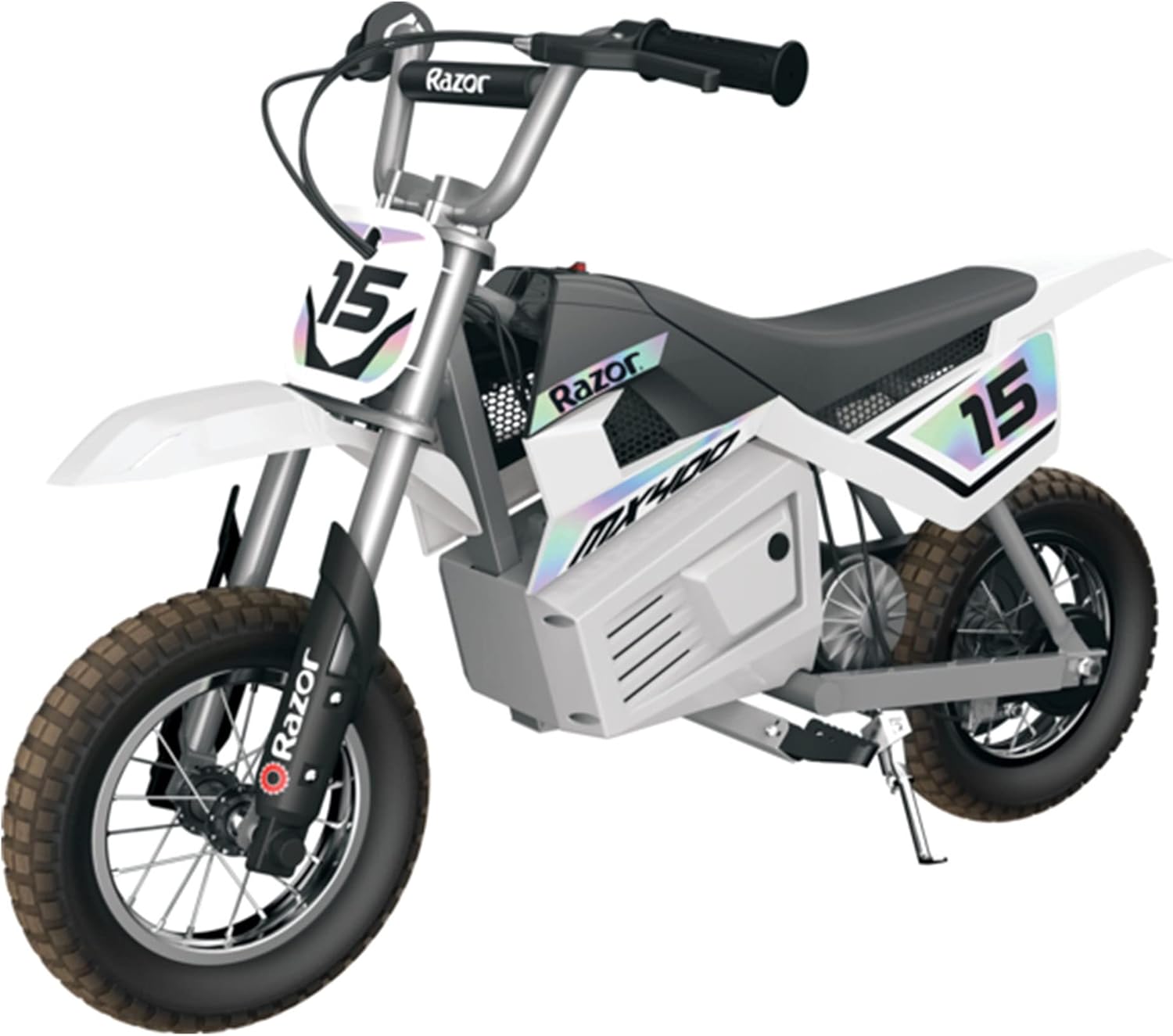 White 24 Volt Electric Toy Motocross Dirt Bike (2 Pack) U121185