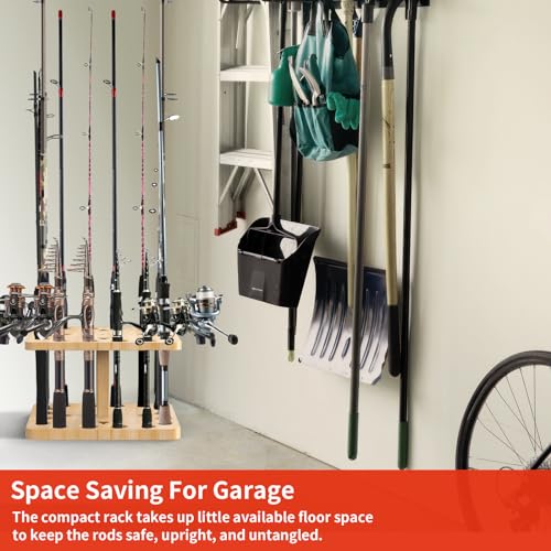 Natural Wooden Fishing Rod Storage Rack J770