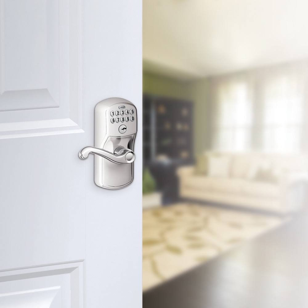 Satin Chrome Keypad Entry Leverset C9006