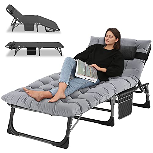 Adjustable 4-Position Folding Camping Cot with Pillow D19316