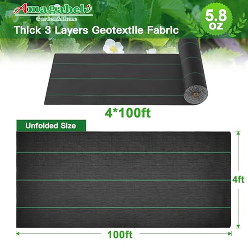 5.8oz 4ft x 100ft Weed Barrier Landscape Fabric S795