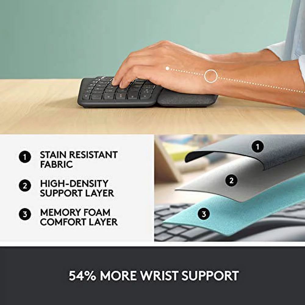 Wireless Ergonomic Split Keyboard with Wrist Rest O59976