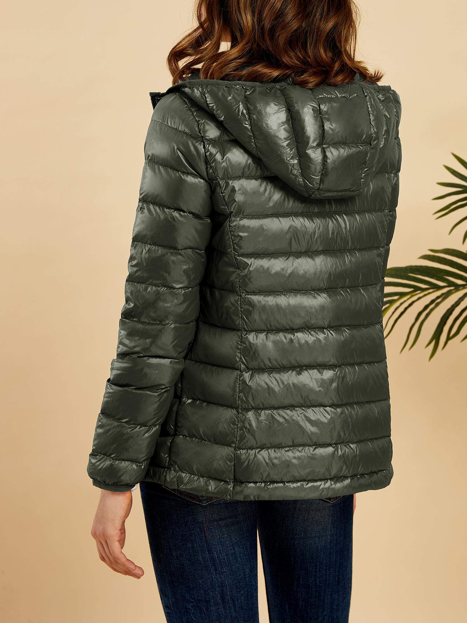 Women Short Down Jackets Packable Lightweight Hooded Puffer Coats with Pockets S-2XL I941