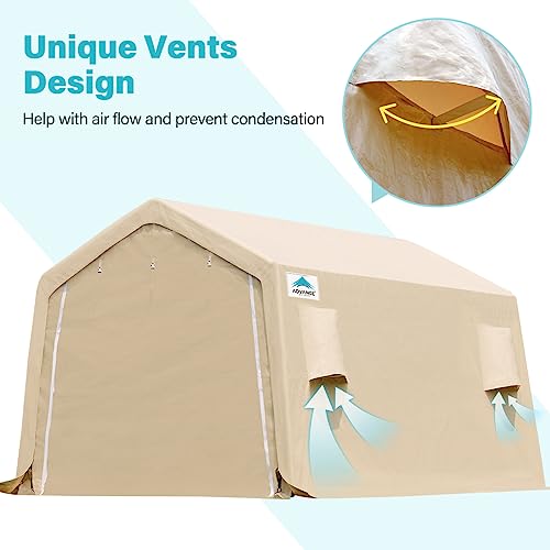 Gray 10x10 ft Heavy Duty Portable Canopy Shelter Carport with 2 Roll up Zipper Doors L573438