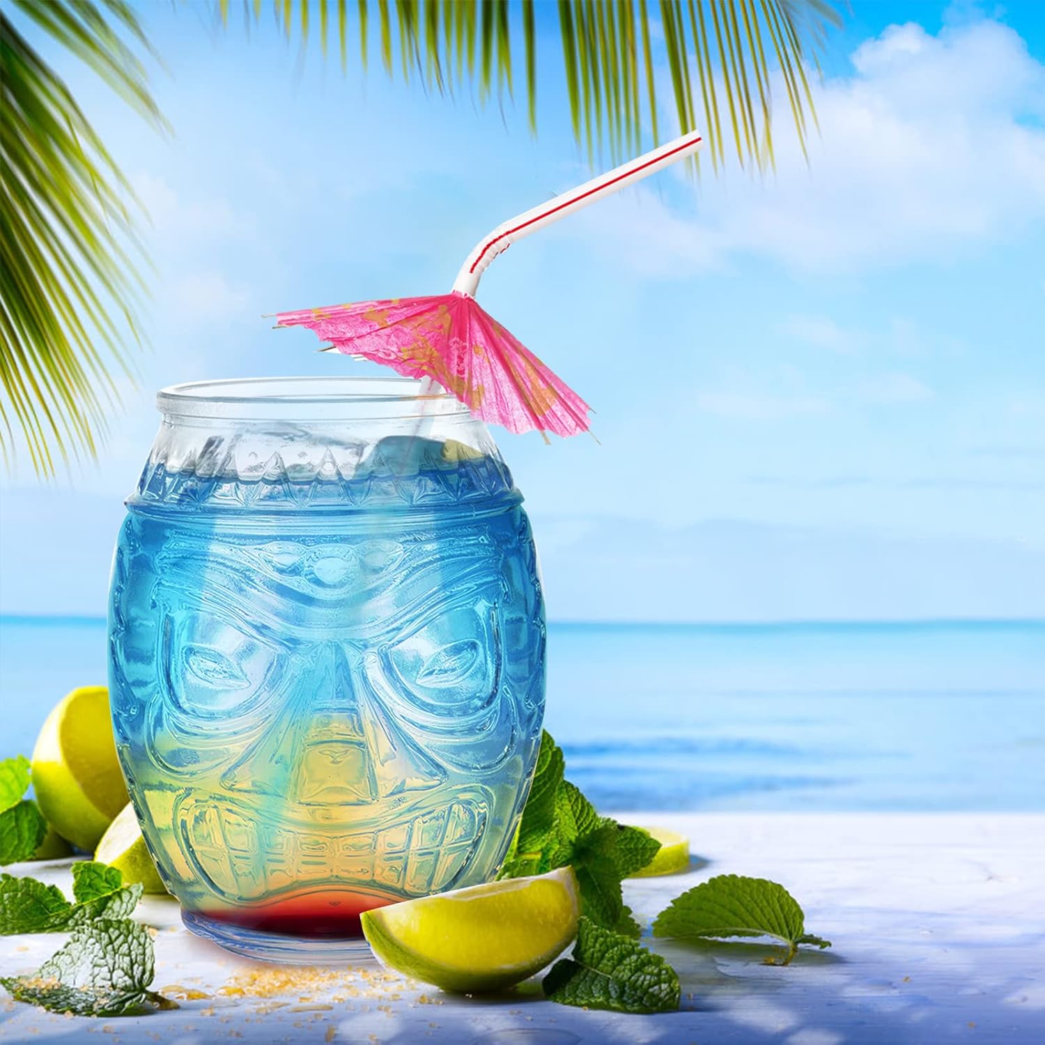 16 Oz Clear Tiki Glasses Cups K792801