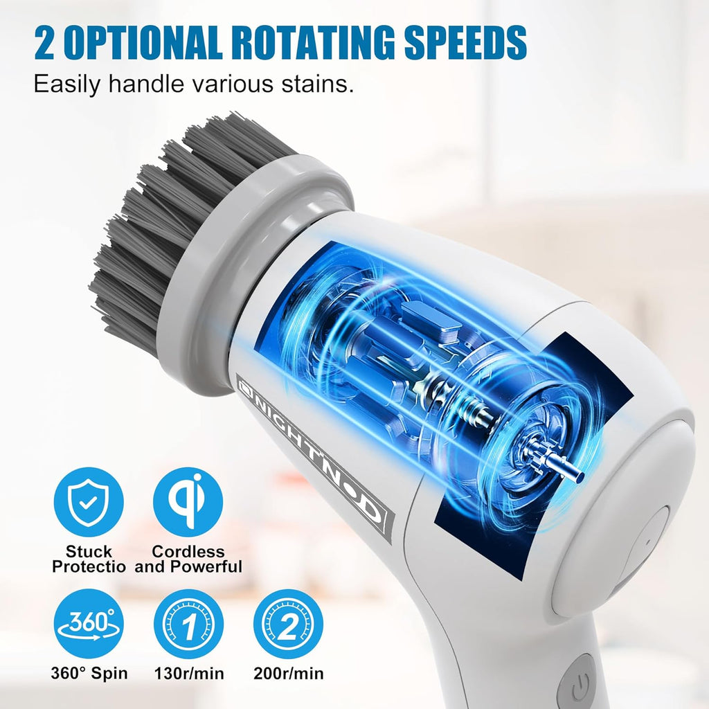 Cordless Electric Cleaning Brush with 4 Replaceable Brush Heads U732520