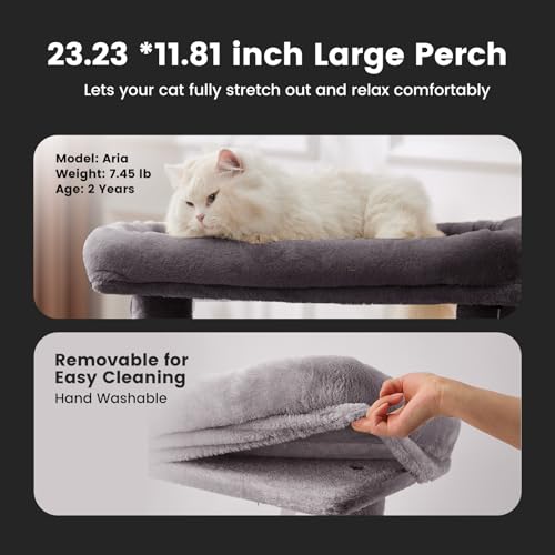 41" Tall Cat Tree with 2.8in Posts & Washable Top Perches A3903