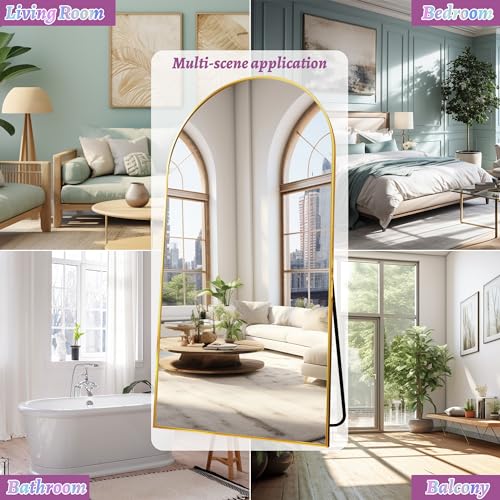 76"x34" Black Arched Floor Mirror V501