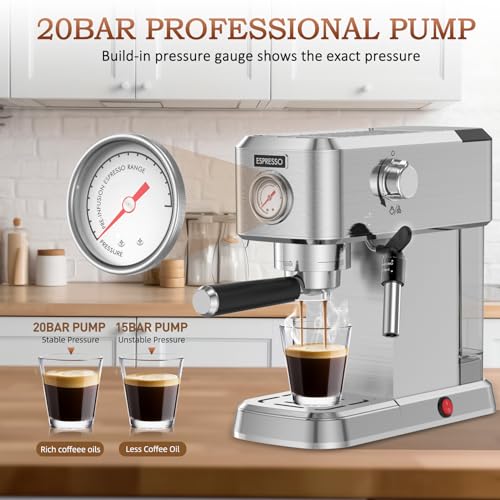 Compact Stainless Steel Espresso Machine with 50oz Water Tank Y8546