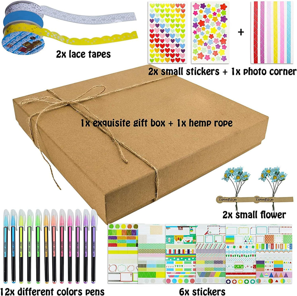 60 Pages Hardcover 8.5x11 Inches 3 Rings Removable Black Paper Scrapbook Photo Album Kit F333