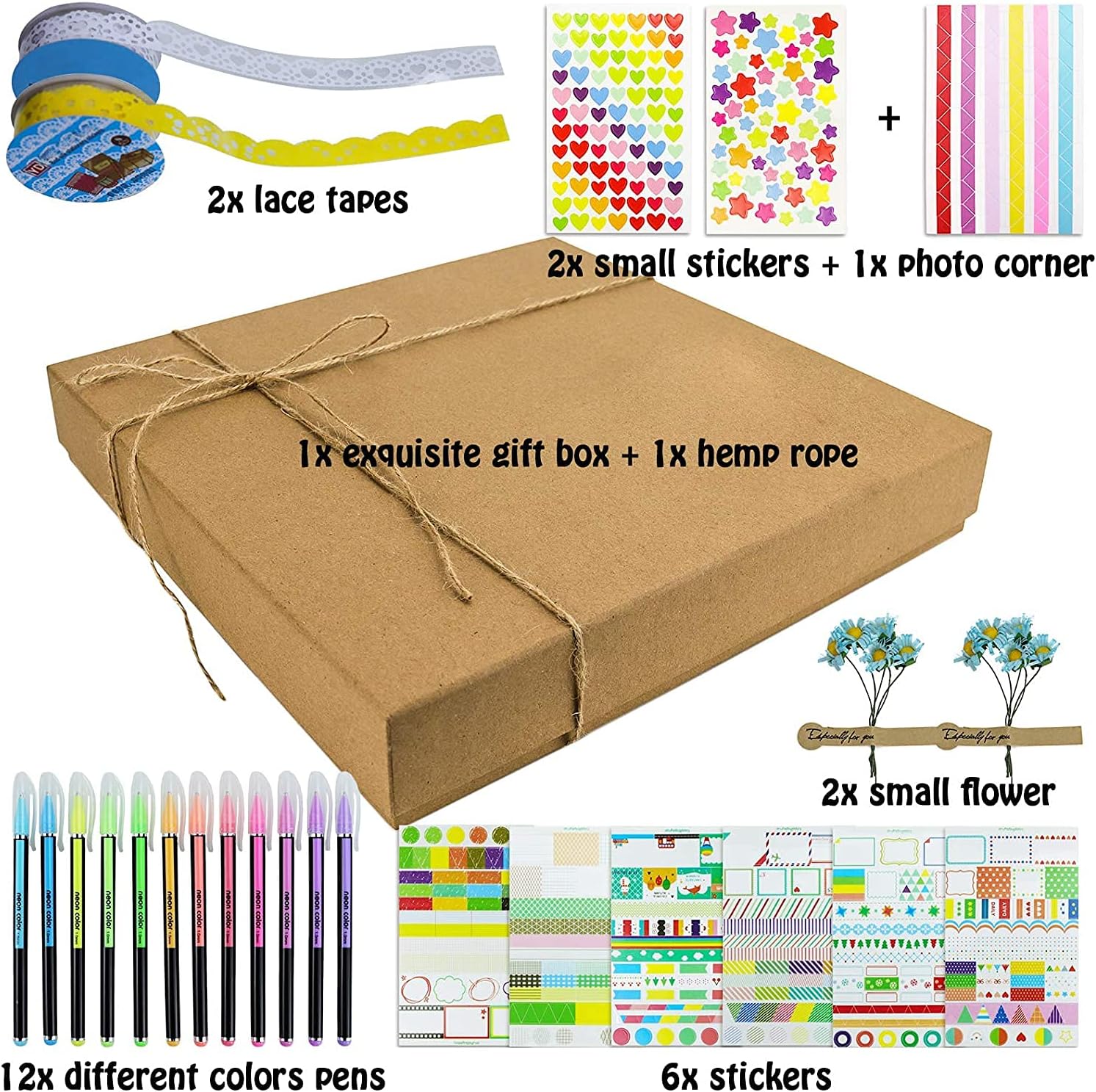 60 Pages Hardcover 8.5x11 Inches 3 Rings Removable Black Paper Scrapbook Photo Album Kit F333