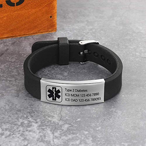 Silicone Adjustable Medical Alert Bracelets F550653