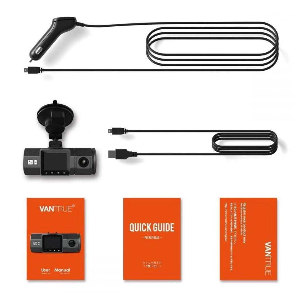 Dual Dash Cam 1080p FHD HDR Front and Back Wide Angle Dual Lens W4256