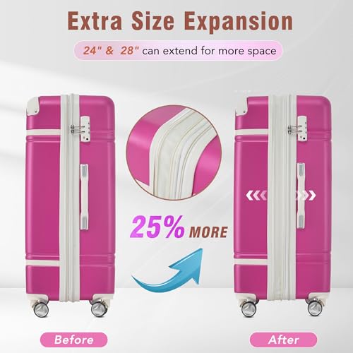 White 3 Piece Hard Shell Luggage Set with Spinner Wheels and TSA Lock B110