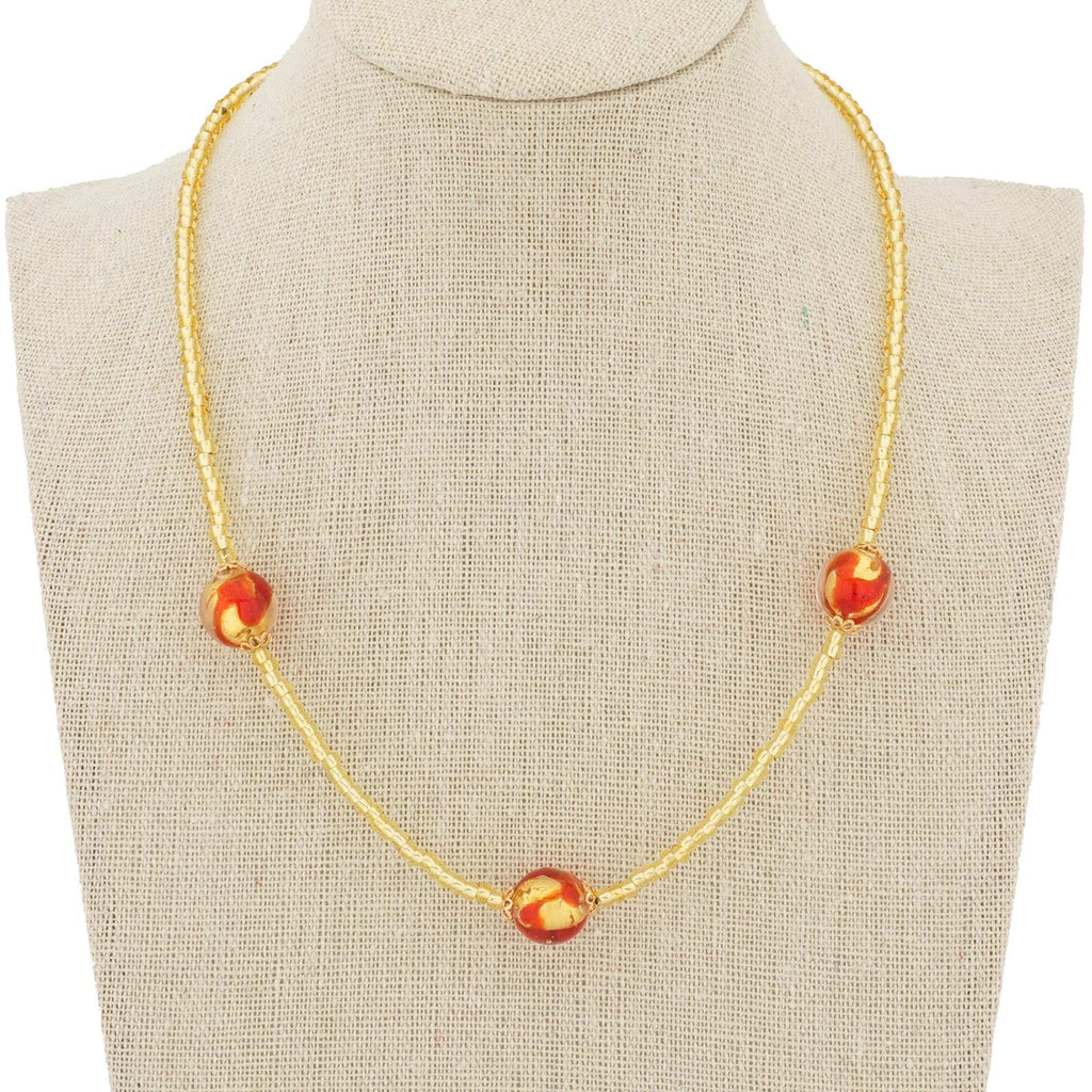 Murano Glass Royal Red Balls Necklace F2814