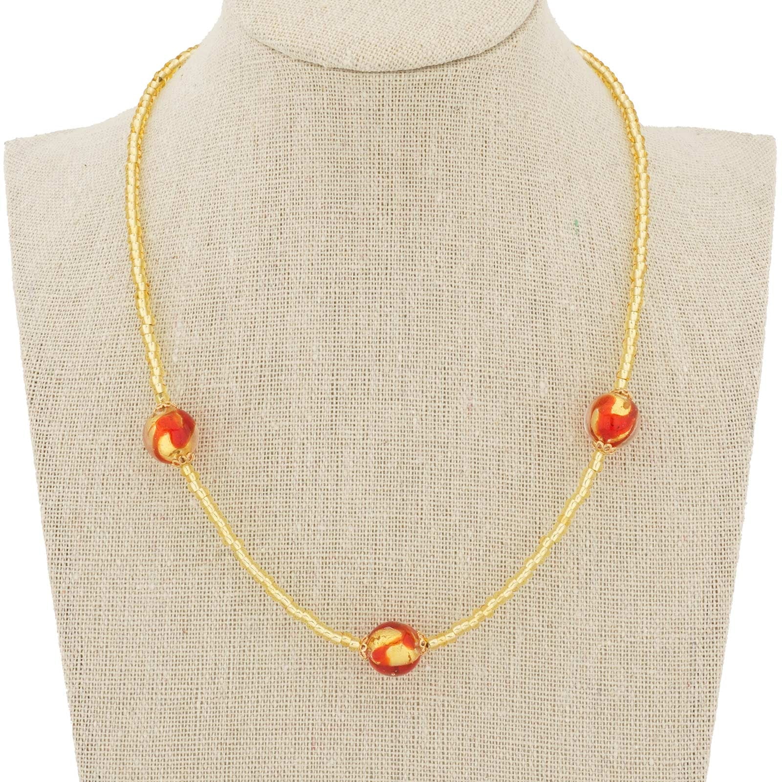 Murano Glass Royal Red Balls Necklace F2814