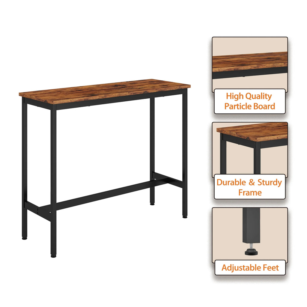 Rustic Brown 3 Pieces Bar Table Set with 2 Stools J7694
