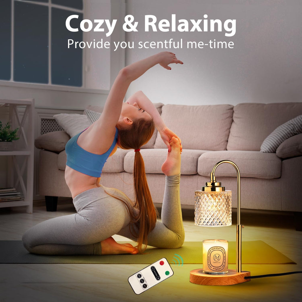 Candle Warmer Lamp with Remote Control, 2-4-8H Timing, 4-Level Dimming, Height Adjustable, 2 Bulbs E28858
