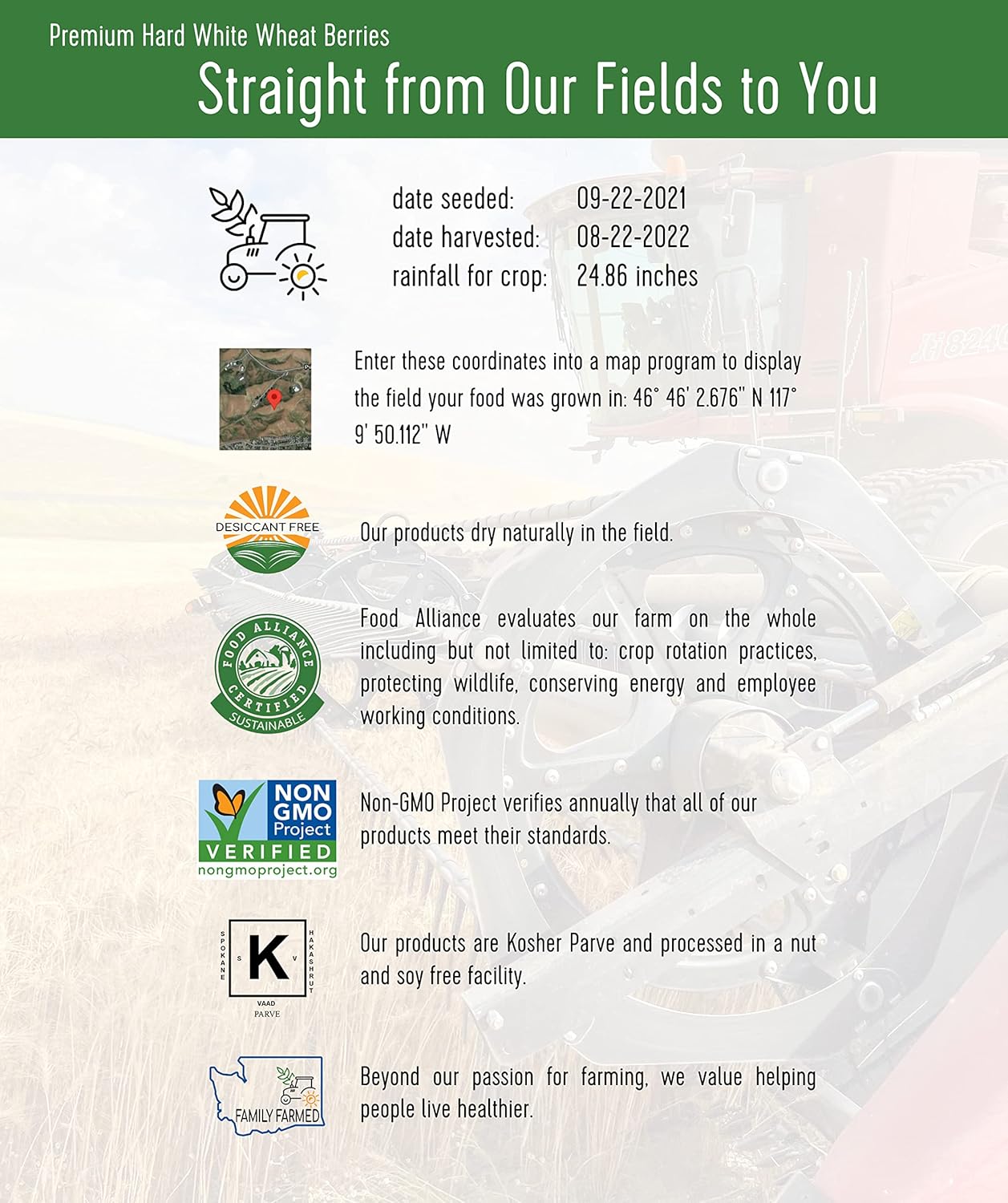 3-4 LB Kraft Bags (12 LBS total) Hard White Wheat Berries D553070