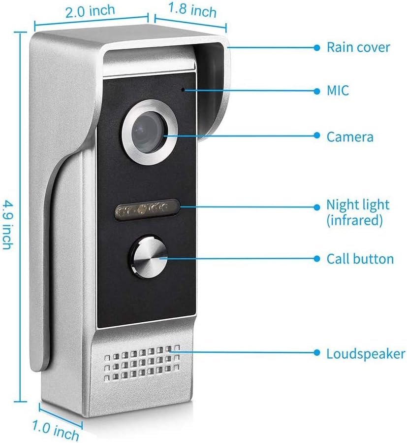 7 Inches Wired Video Door Phone with IR Night Vision Camera R9009