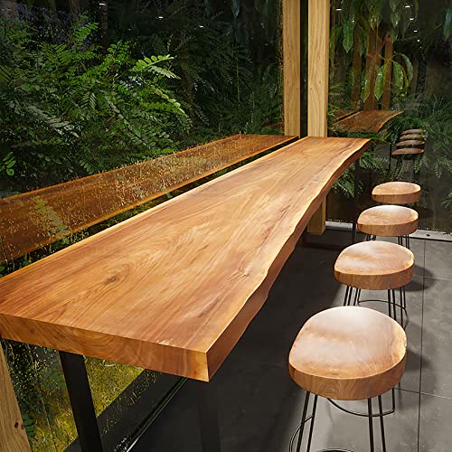 86.6" Brown Solid Wood Rectangular Bar Table with 4 Stools D803