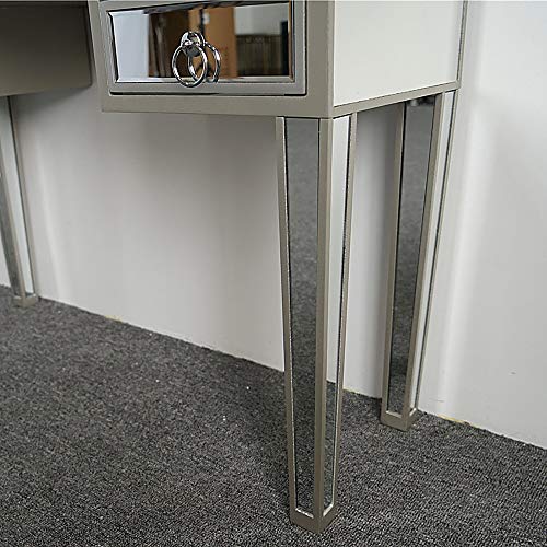 Silver Mirrored Vanity Desk with 3 Drawers C50421