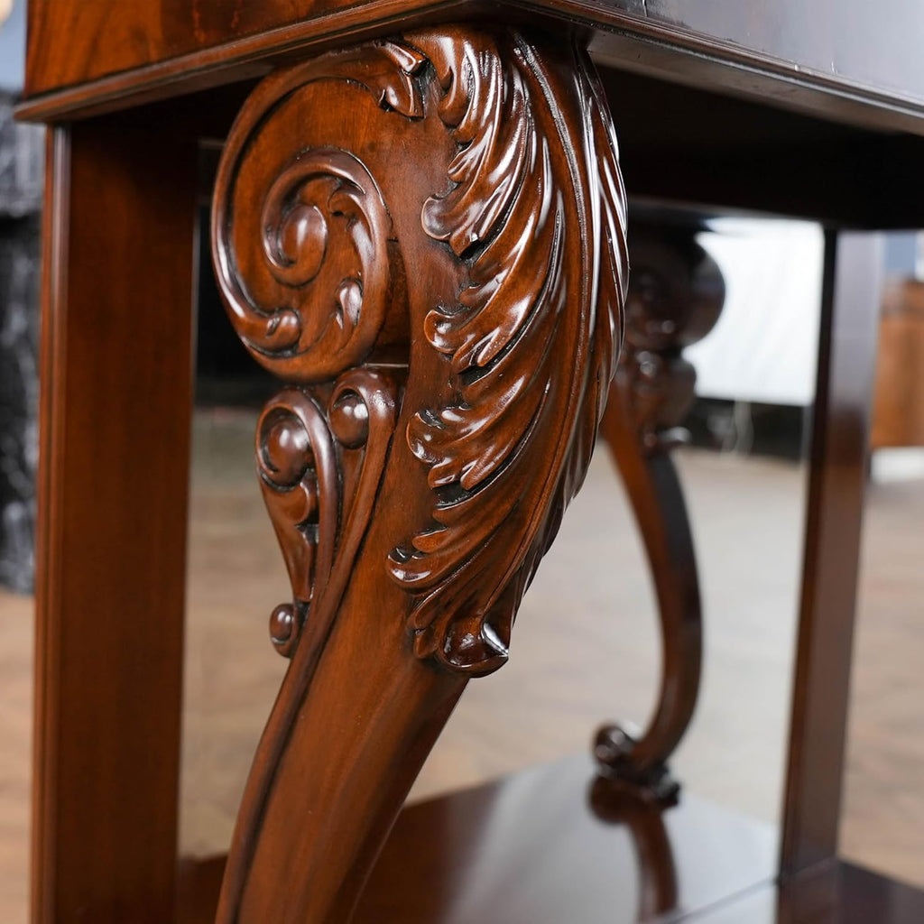 Mahogany Marble Top Console C126