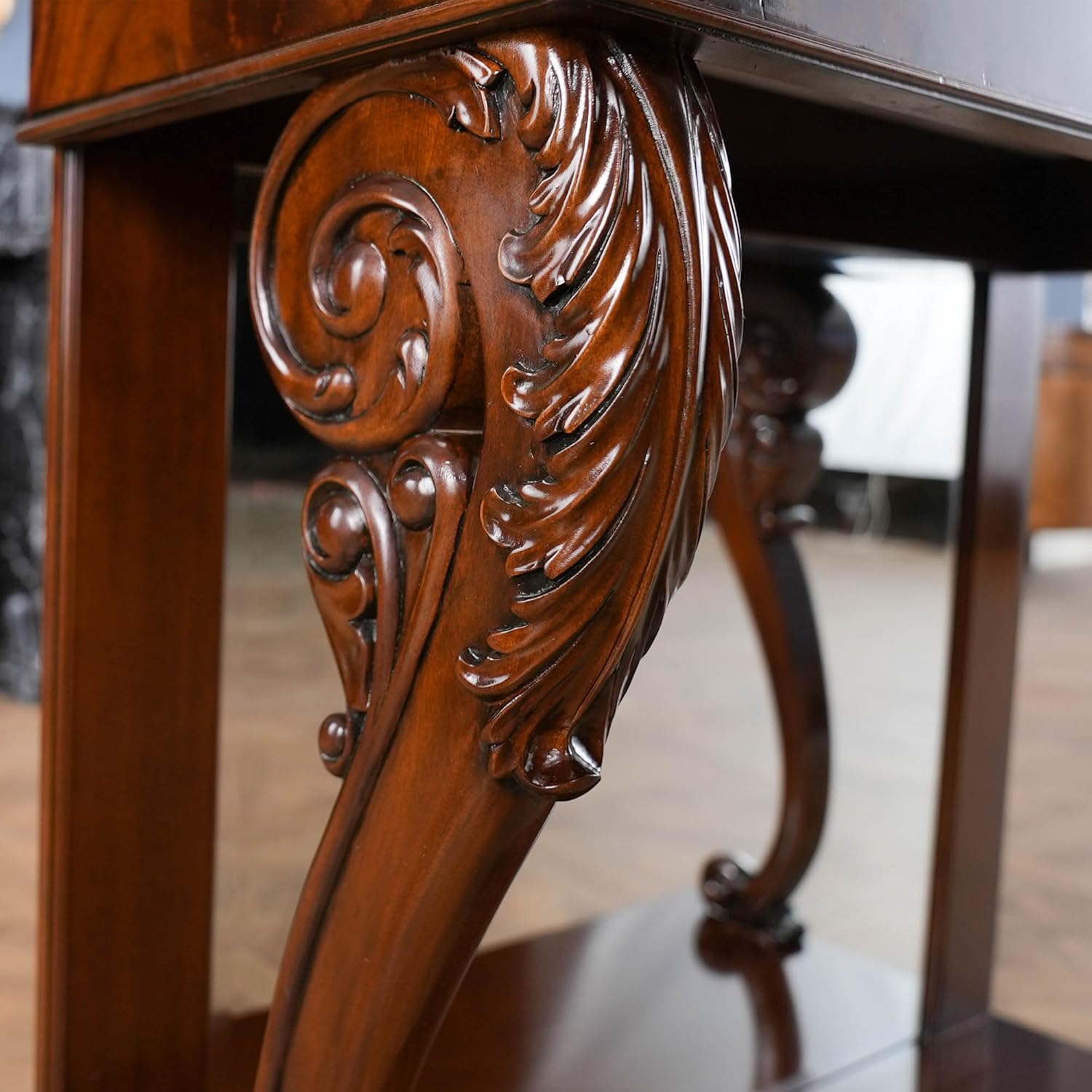 Mahogany Marble Top Console C126