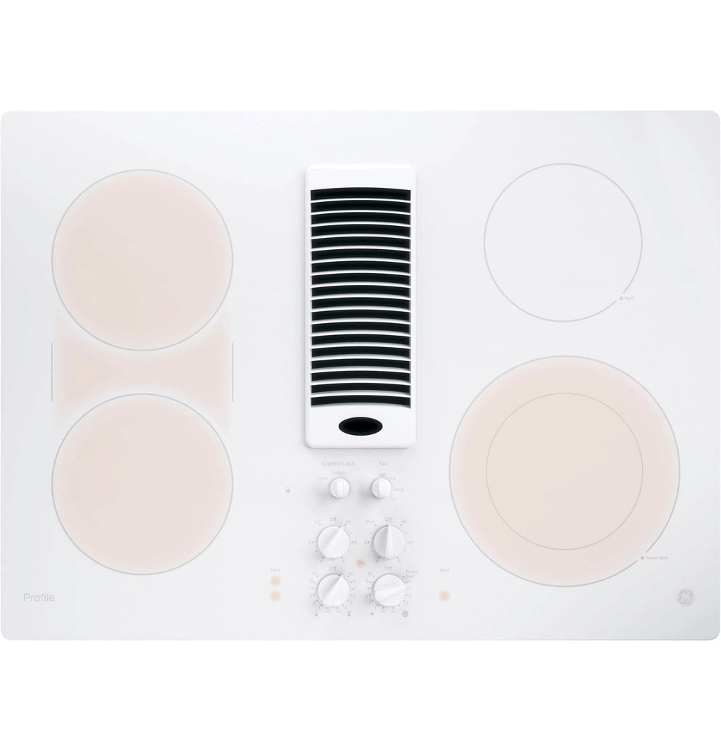 White 30 inch Downdraft Electric Cooktop D817