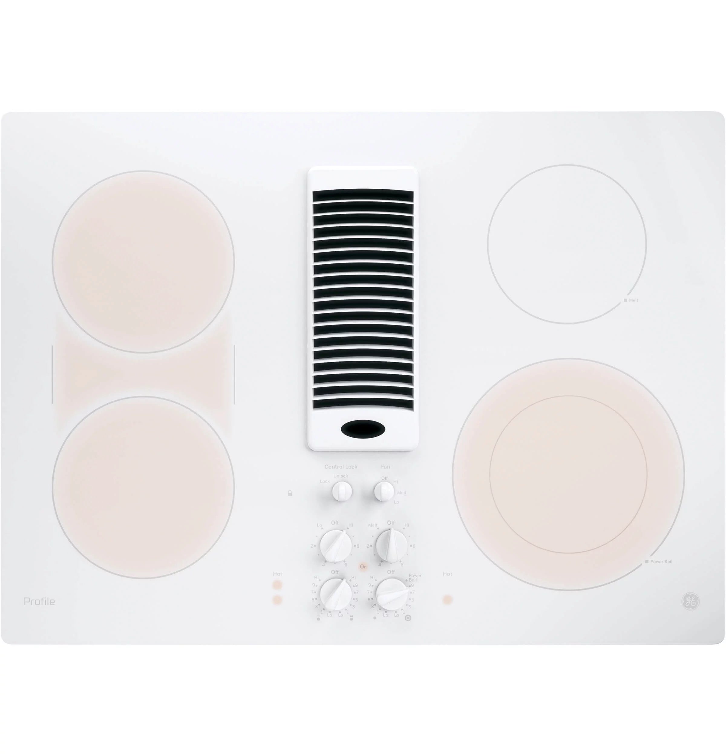 White 30 inch Downdraft Electric Cooktop D817