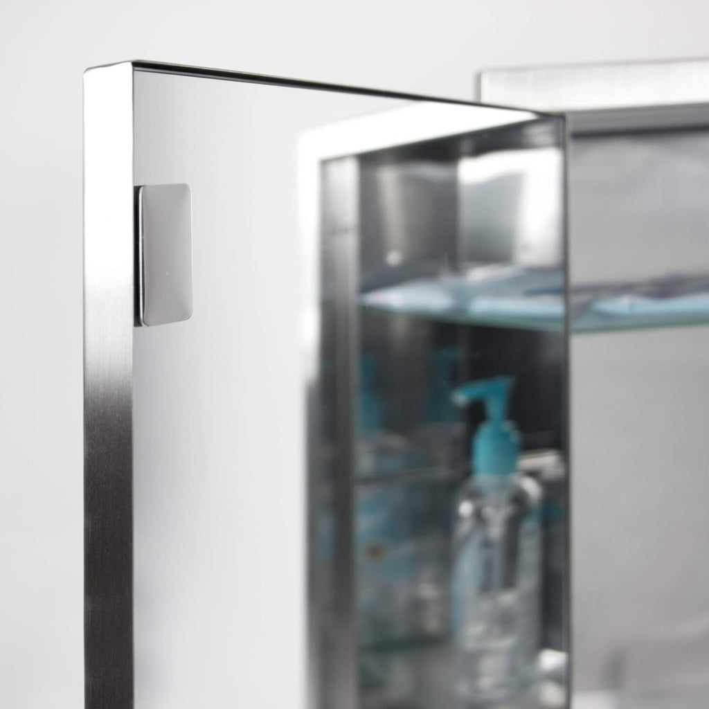 Brushed Nickel Recessed Medicine Cabinet Mirror with Beveled Edge and Adjustable Shelves 16"x26" B871