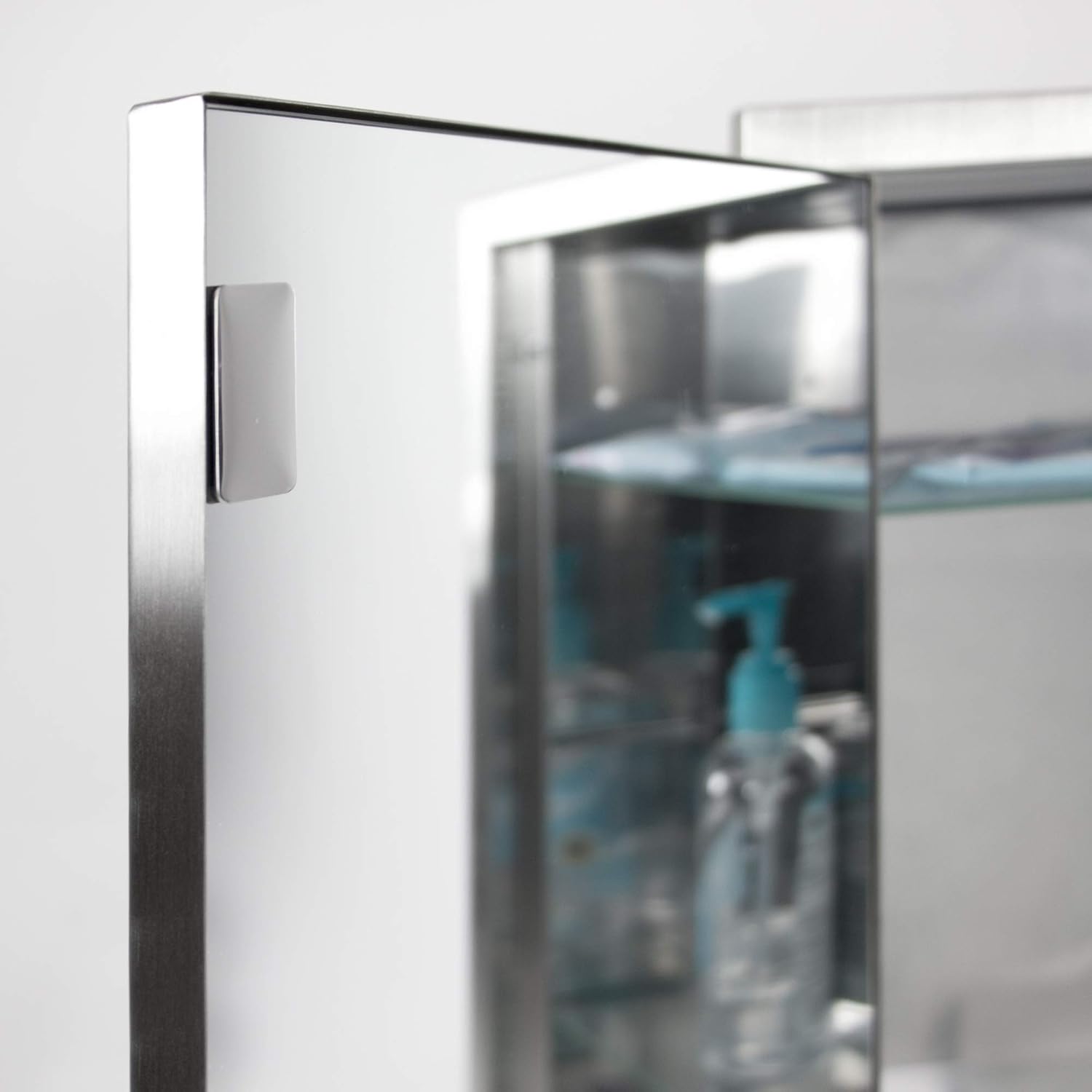 Brushed Nickel Recessed Medicine Cabinet Mirror with Beveled Edge and Adjustable Shelves 16"x26" B871