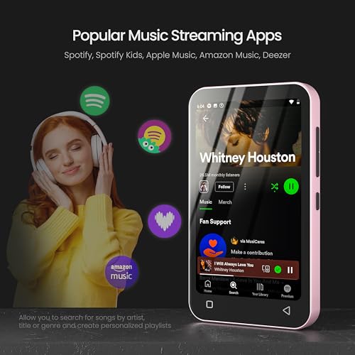 Pink 4" WiFi MP3 MP4 Music Player with Bluetooth B8637