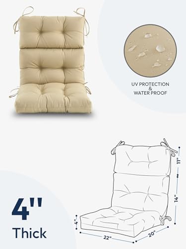 Purple Water Resistant Tufted High Back Chair Cushion with Ties N5678