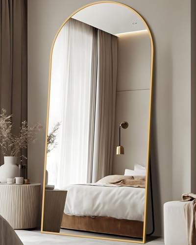 76"x34" Black Arched Floor Mirror V501