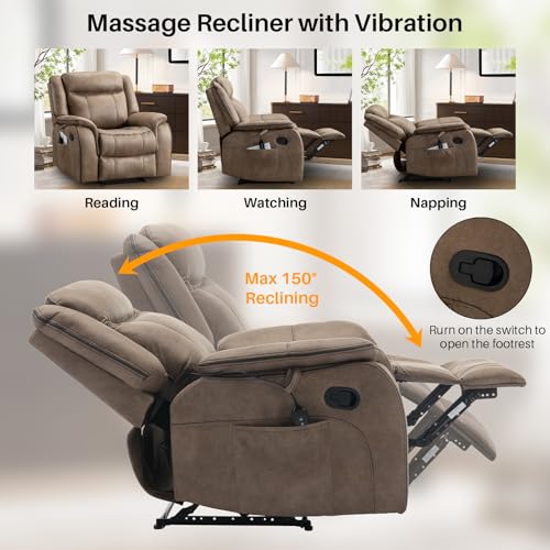 Faux Leather Manual Reclining Lounge Chair, Nut Brown G6878