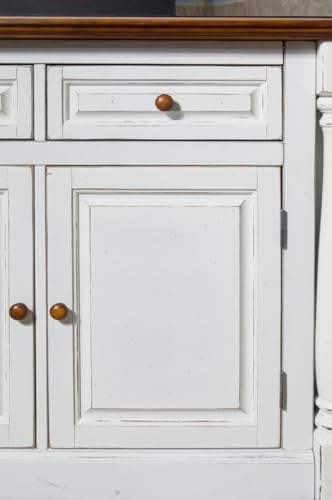 Off-White Kitchen Island Set with 2 Stools U624