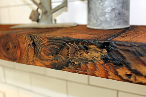 Reclaimed Wood Wall Shelf with Steel Angle Brackets, 36" L x 6" D, Unfinished Z4419