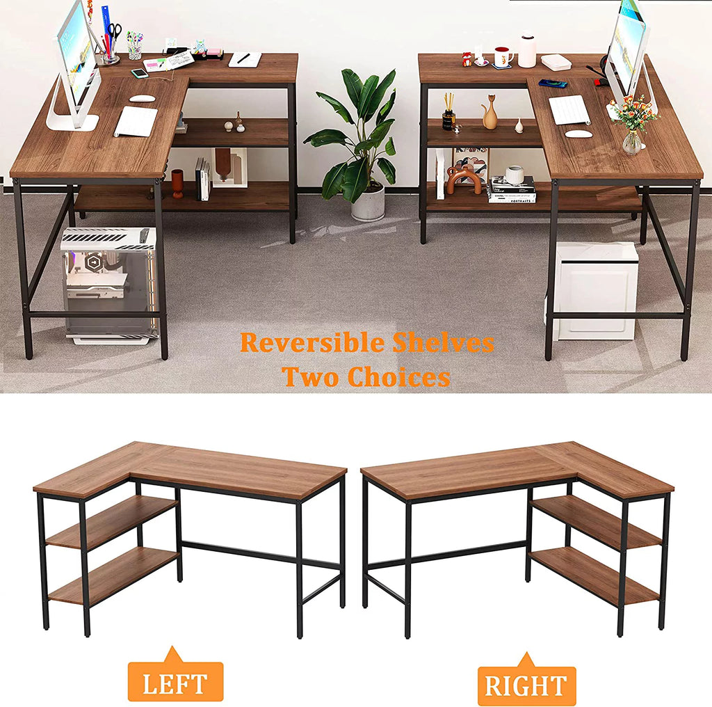Brown L Shaped Corner Computer Desk 46" T8673