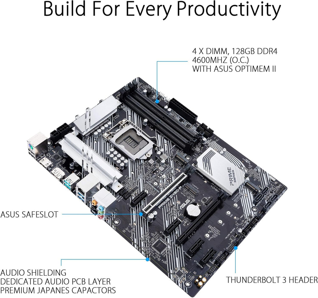 ATX Motherboard (Dual M.2, DDR4 4600, 1 Gb Ethernet, USB 3.2 Gen 2 USB Type-A, Thunderbolt 3 Support, Aura Sync RGB) (Renewed) F948