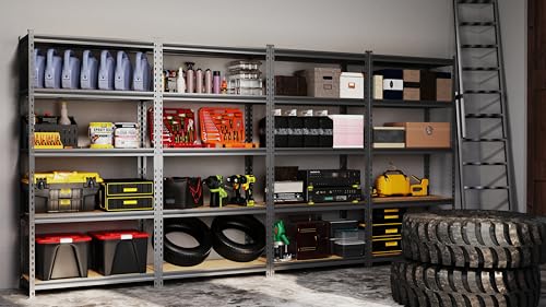 5 Tier Heavy Duty Metal Adjustable Utility Shelf Rack, Black B76118